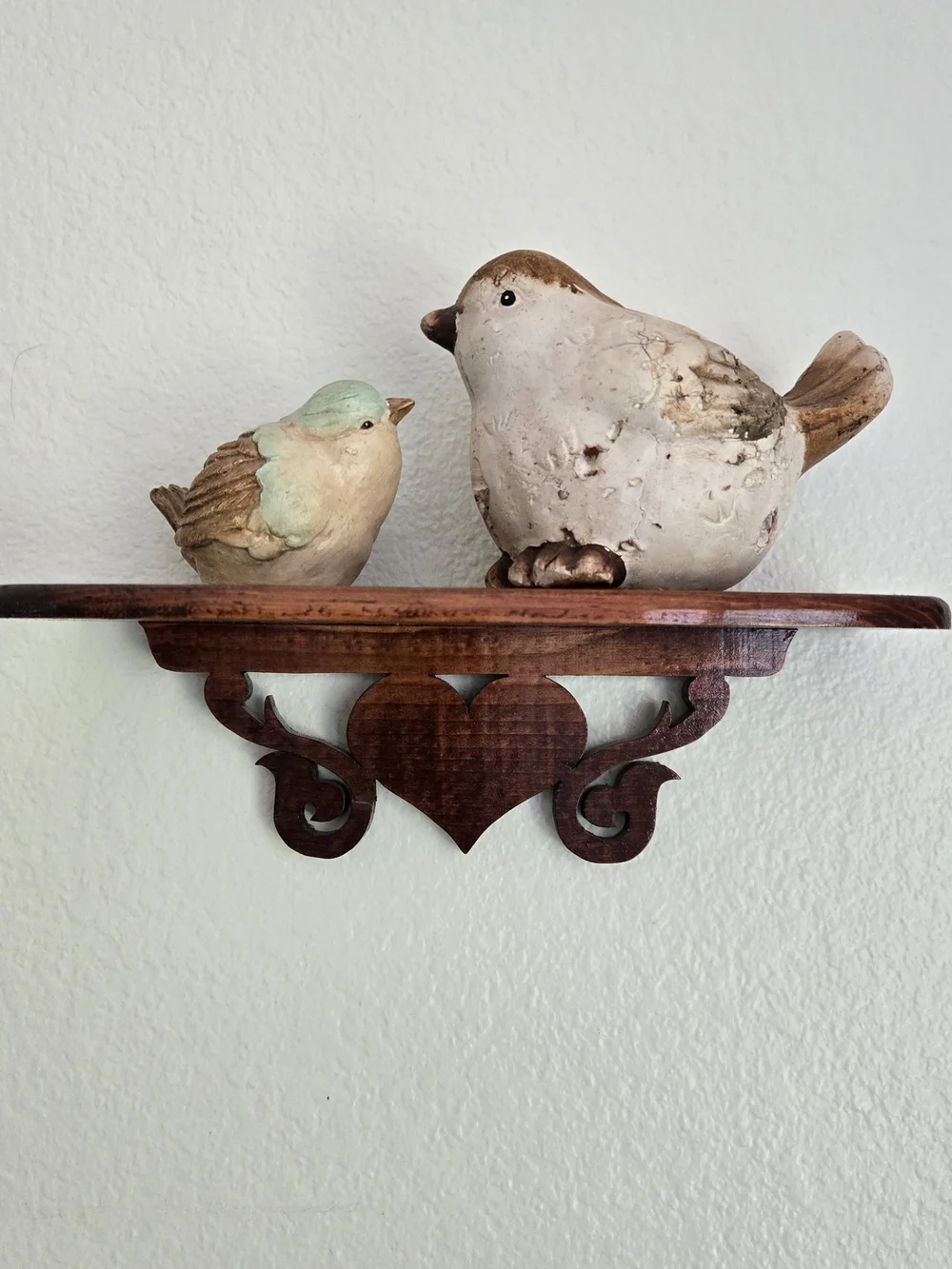 Vintage Wooden Heart Wall Shelf - Rustic Cottagecore Decor